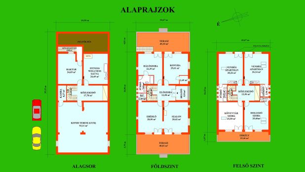 A kép, a szuperpanorámás vendégház mérethelyes alaprajzi beosztását ábrázolja A kép, a szuperpanorámás vendégház mérethelyes alaprajzi beosztását ábrázolja