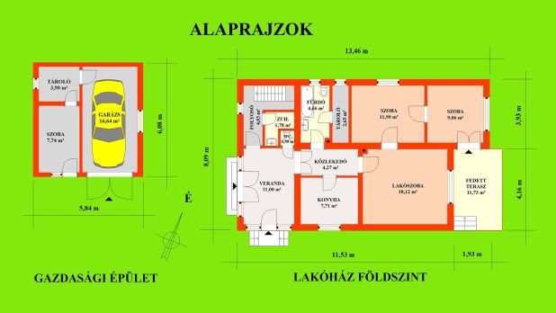 A képen, a lakóház alaprajzi elrendezése látszik. A képen, a lakóház alaprajzi elrendezése látszik.